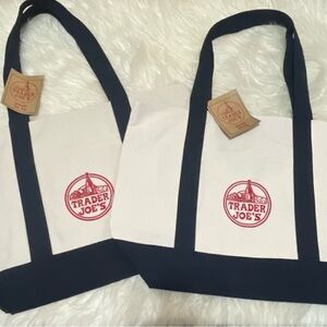 NEW 2pcs Trader Joes Large Navy Canvas Tote